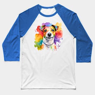 Jack Russell Terrier Watercolor Portrait Baseball T-Shirt